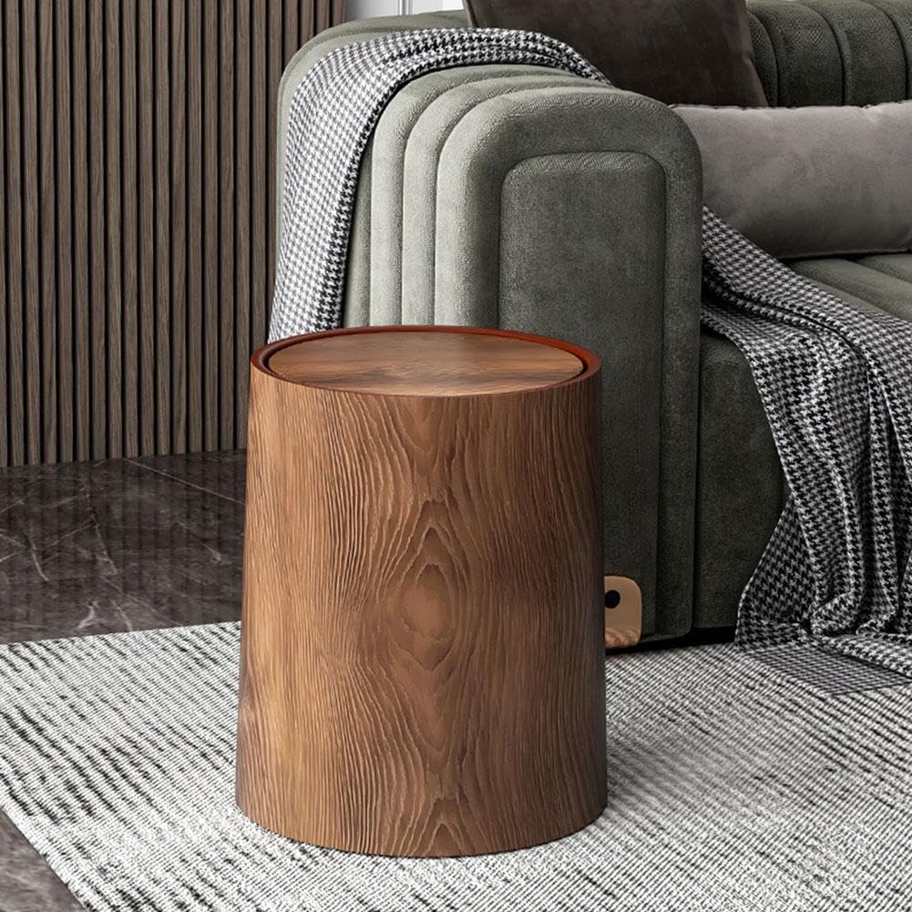 Bathroom Trash Can, Household Trash Can with Swing Lid, Wood Grain Trash Can for Office and Bedroom, with Removable Interior Waste Bucket