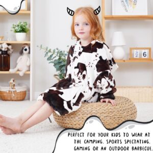 KIVEE Cute Wearable Blanket Hoodie Kids Toddlers Cow Print Sweatshirt Blanket with Giant Pocket Warm Cozy Cow Hooded Blanket 2-6 Year Old Girl Boy Birthday Cow Gifts