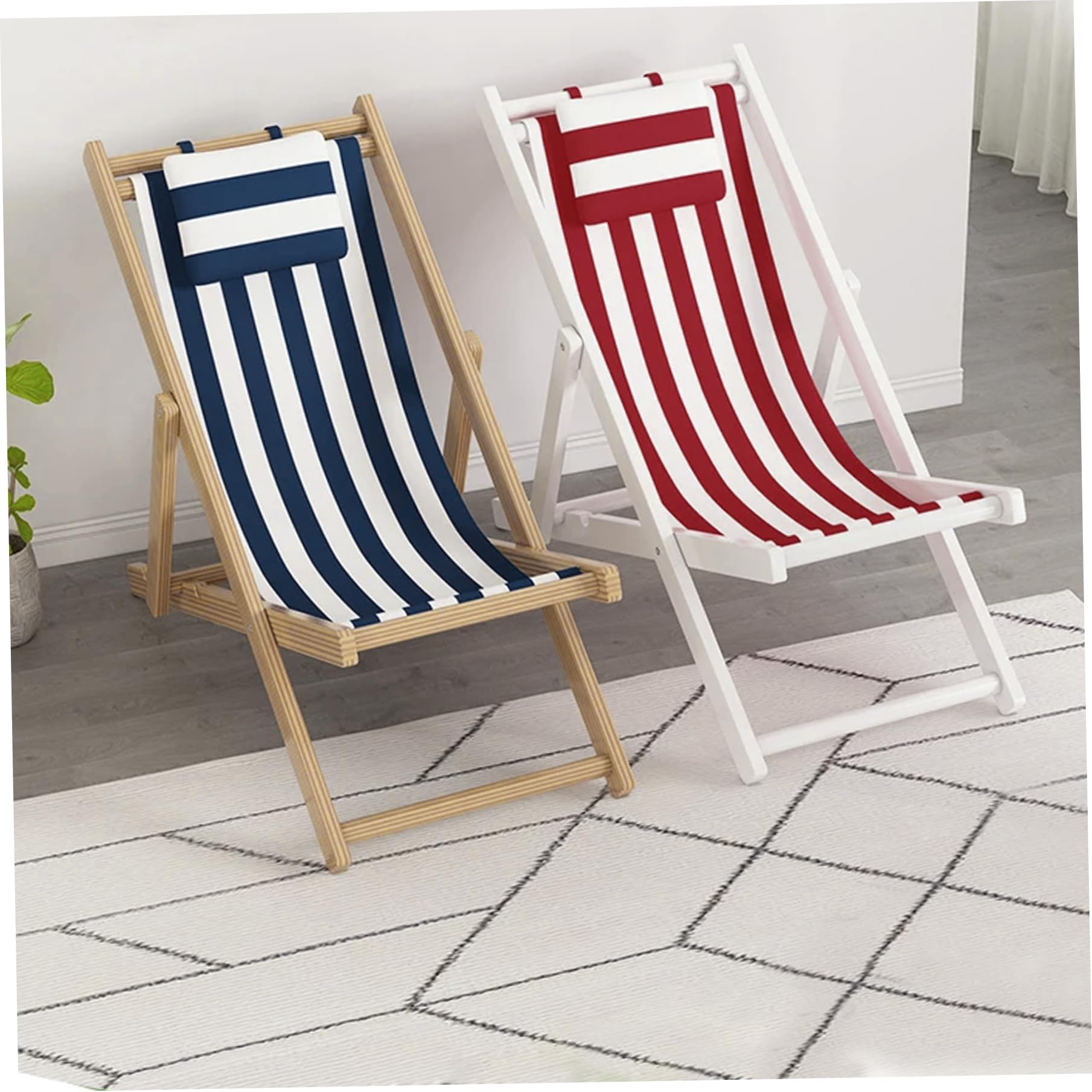 Wedhapy Patio Chair Replacement Fabric, 45x17 Folding Sling Chair Replacement Fabric with Pillowcase, Red and White Stripes Patio Chair Sling Replacement for Home Beach BalconyPatio Chair