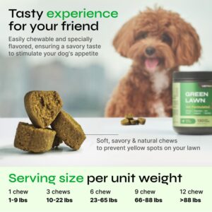 Dog Urine Neutralizer for Lawn - Grass Burn Spot Chews for Dogs - Dog Pee Lawn Spot Saver Caused by Dog Urine - Digestive Health Support Soft Chews - Grass Savers for Dog Urine - Grass Treatment Rocks