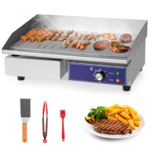 giantex commercial electric griddle 22" - 110v 2000w countertop griddle with cast iron griddle plate & stainless steel frame, restaurant teppanyaki flat top grill, adjustable temp control 122℉-572℉