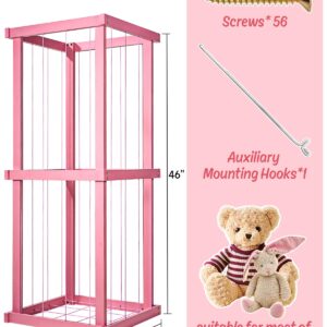 Feidyns Zoo Stuffed Animal Storage Wood, Extra Large Stuffed Animal Toy Zoo Storage Stuffed Animal Zoo Storage Holder Standing with Nets for Nursery Play Room Bedroom, Pink