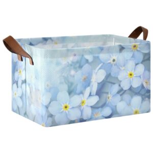 susiyo blue forget me nots flowers storage bins fabric closet storage baskets with wire support frame and handles- 1 piece