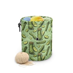 whosgniht cucumber print yarn bag small crochet bag organizer drawstring yarn storage bags for crocheting,knitting bag for crochet beginner yarn holder