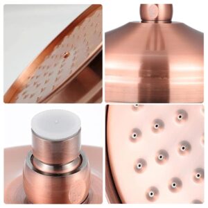 Rain Shower Head Shower Head Vintage Retro Copper Round 7.9x7.9x4.3 In Rain Shower Head High Pressure with Silicone Jets Bathroom Stianless Steel Anti-Rust Shower Head