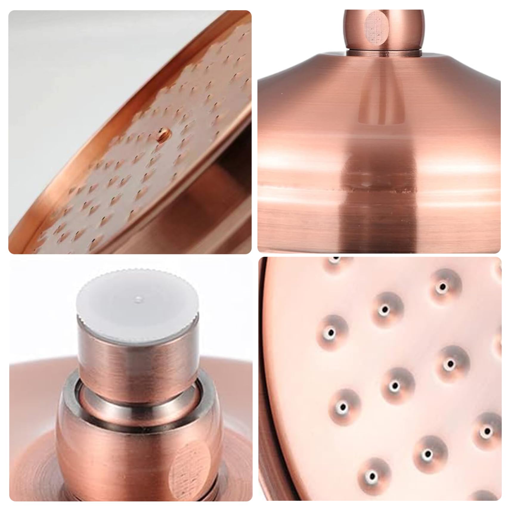 Rain Shower Head Shower Head Vintage Retro Copper Round 7.9x7.9x4.3 In Rain Shower Head High Pressure with Silicone Jets Bathroom Stianless Steel Anti-Rust Shower Head