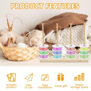 DJAPWPX 2Pcs Ribbon Organizer Wood Ribbon Storage Rack Space Saving Spool Holder Organizer Ribbon Holder for Sewing Craft Mesh Thread Tape Wreath Crochet Florist Wrapping