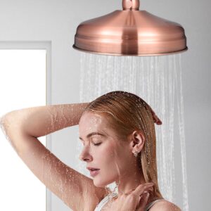 Rain Shower Head Shower Head Vintage Retro Copper Round 7.9x7.9x4.3 In Rain Shower Head High Pressure with Silicone Jets Bathroom Stianless Steel Anti-Rust Shower Head