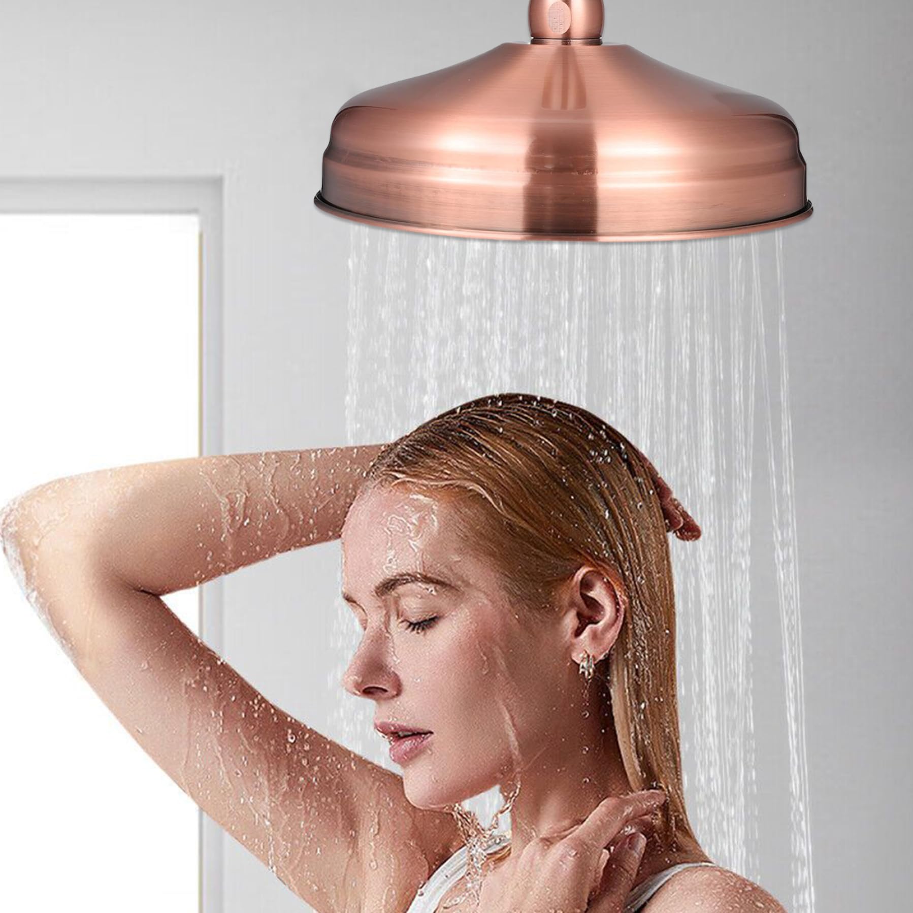 Rain Shower Head Shower Head Vintage Retro Copper Round 7.9x7.9x4.3 In Rain Shower Head High Pressure with Silicone Jets Bathroom Stianless Steel Anti-Rust Shower Head