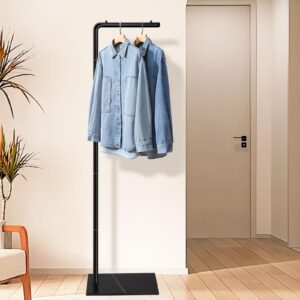 OUTBROS Coat Rack, Metal Clothes Rack, L-shaped Modern Hanger, Sturdy Freestanding Coat Rack, Used in Bedroom, Entrance and Living Room, Black