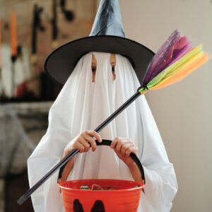 Reicyfang Halloween Witch Broom, Witch Broomstick Costume Accessories, Witch Broomstick Cosplay Broom Props, Halloween Witch Decoration Props, Plastic Broom Props for Halloween Cosplay Favors