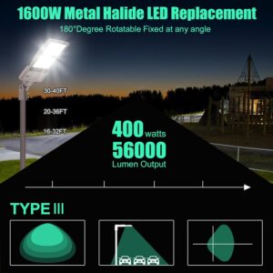 2Pack 400W LED Parking Lot Light 56,000 LM, DLC UL Listed Industrial Parking Lot Flood Lights, Street Area Light IP65 5000K Waterproof 100-277VAC, Stadium Lights Outdoor LED Pole Light w/Slip Fitter