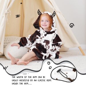 KIVEE Cute Wearable Blanket Hoodie Kids Toddlers Cow Print Sweatshirt Blanket with Giant Pocket Warm Cozy Cow Hooded Blanket 2-6 Year Old Girl Boy Birthday Cow Gifts