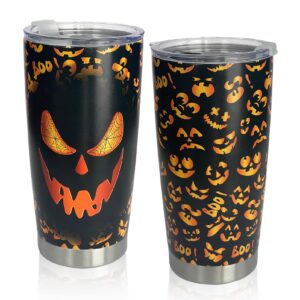 cinholl halloween boo tumbler 20oz insulated stainless cup skull pumpkin nightmare basket gifts for women men coffee mug with lid