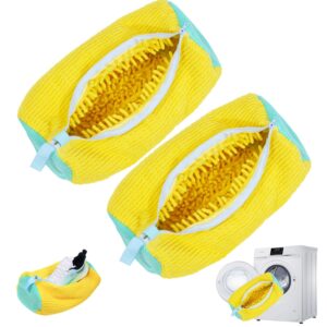 Xan Concept 2Pcs Shoe Washing Machine Bag,Shoe Cleaning Bag for All Shoe Types,Laundry Shoe Bag for Washer and Dryer (Yellow)