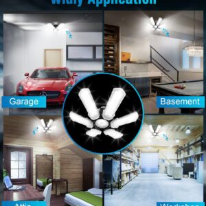 TANBABY Motion Sensor Garage Light,Ultra Bright 18000LM Garage Light LED Ceiling with Motion,180W Deformable Garage Lighting,Screw in Motion Activated Garage Light for Basement Attic Shop (180, Watts)