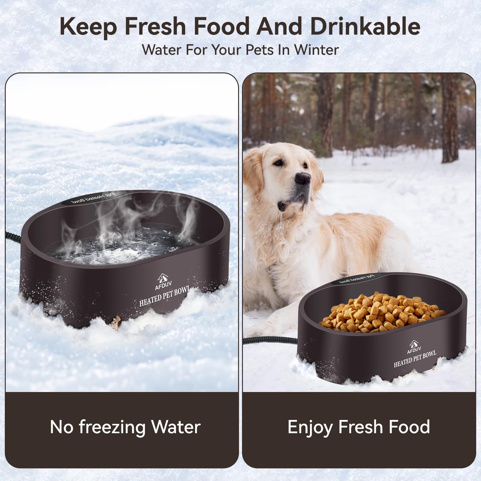 Heated Water Bowl for Dogs Cats Outdoor, 3.5L Heated Pet Bowl for Outside Dog Cat Duck Chickens Birds Waterer in Winter, Automatic Heated Dog Bowl Outdoor with Thermostatic Control and Anti Chew Cord