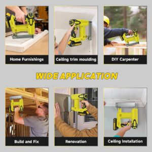 Cordless 18 Gauge Nailer Gun for DeWalt 20V Max Battery, 18 GA 2 in 1 Brad Nailer/Staple Gun with Pack of Nails and Staples Nail Gun for Home Improvement & Woodworking(No Battery)