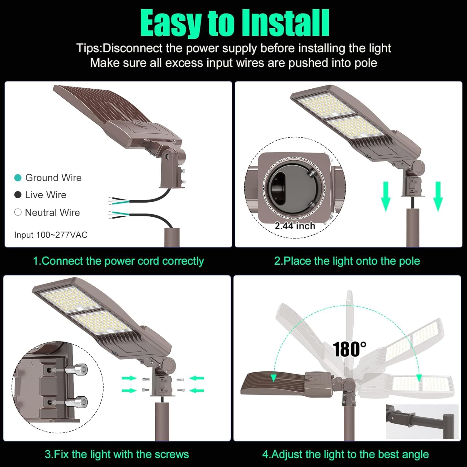 2Pack 400W LED Parking Lot Light 56,000 LM, DLC UL Listed Industrial Parking Lot Flood Lights, Street Area Light IP65 5000K Waterproof 100-277VAC, Stadium Lights Outdoor LED Pole Light w/Slip Fitter