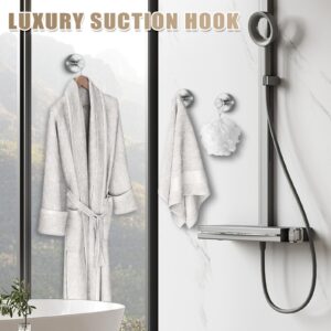 Fenas Suction Cup Hooks for Shower Bathroom Hooks for Towels, Robes, Loofah – Mountable on Bathroom Walls, Kitchen, Glass, Mirrors, Tile and Other Smooth, Non-Porous Surfaces Brushed Nickel 2 Pack