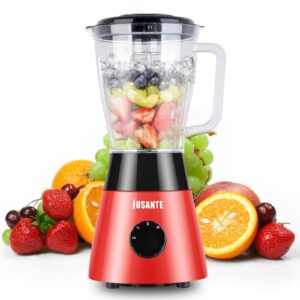 jusante blender for smoothies, small blender with 500w motor for milkshake desserts nut butter, cocktails sauces (red)