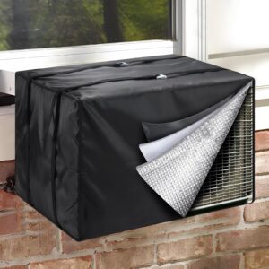 fivebop window air conditioner insulation cover for outside units 3 layer winter dustproof waterproof outdoor window ac cover with adjustable straps (25.5"lx18"hx20.5"d)