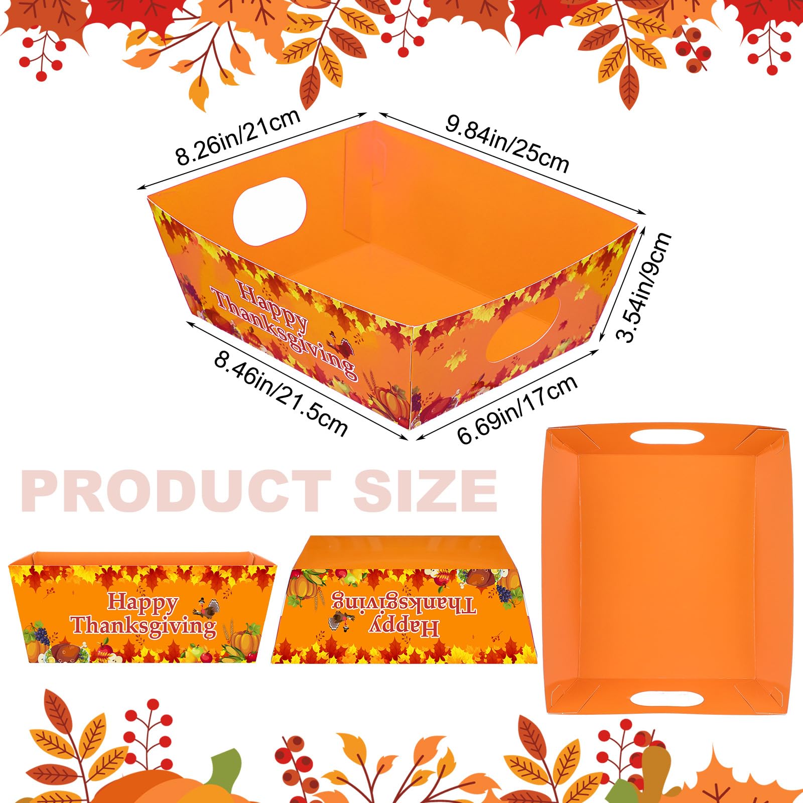 Dispowreath 72 Pcs Thanksgiving Gifts Basket Empty to Fill Kit 24 Fall Pumpkin Maple Leaves Gift Basket Empty 24 Clear Basket Bags 24 Pull Bows for Autumn Harvest Gift Box Party Favors