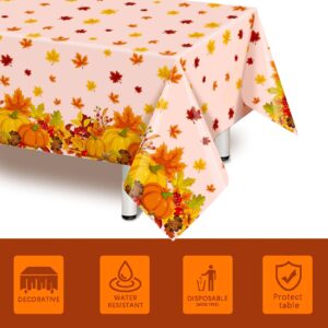 Thanksgiving Tablecloth Rectangle 54" x 108" Plastic Fall Table Cloth Disposable Camping Halloween Christmas Table Cover Decorations Cute Indoor Outdoor Waterproof Birthday Party Supplies Decorations