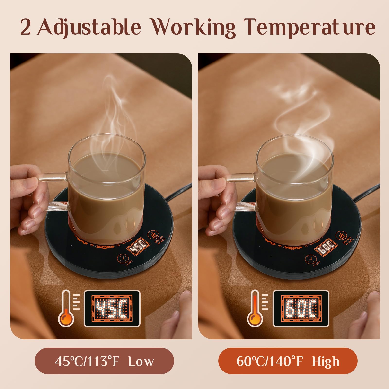 Coffee Mug Warmer for Desk with Auto Shut Off,Coffee Cup Warmer for Desk with 2 Adjust Temp.&24 Hours Timer-Coffee Gifts