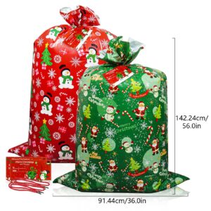 Nwvuop 2 Pack Giant Christmas Gift Bag 36× 56 Inches Extra Large Plastic Gift Bags with Gift Tag for Christmas Presents Wrapping Goodie Bags Kids Bicycle Bike