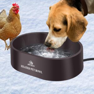 heated water bowl for dogs cats outdoor, 3.5l heated pet bowl for outside dog cat duck chickens birds waterer in winter, automatic heated dog bowl outdoor with thermostatic control and anti chew cord