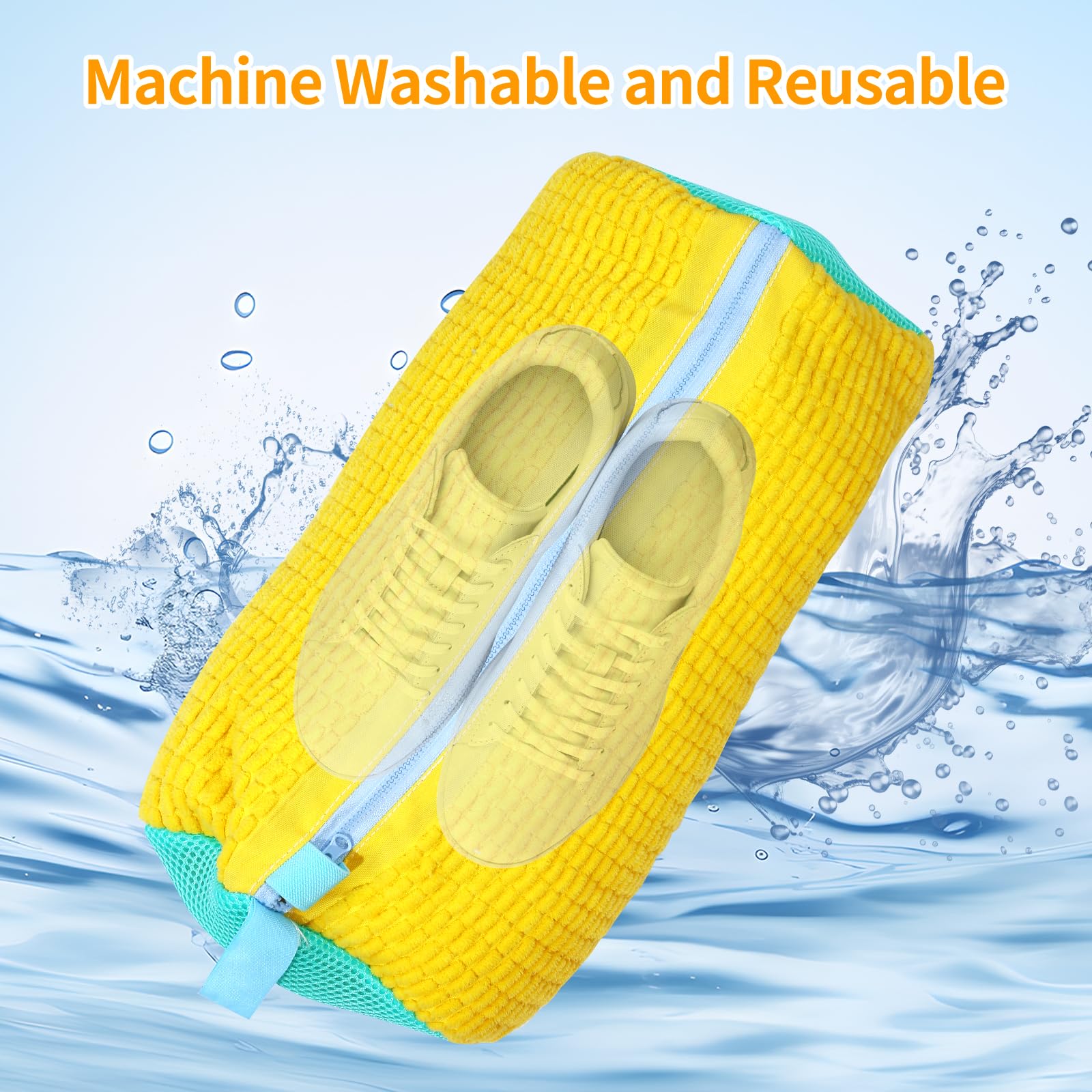 Xan Concept 2Pcs Shoe Washing Machine Bag,Shoe Cleaning Bag for All Shoe Types,Laundry Shoe Bag for Washer and Dryer (Yellow)