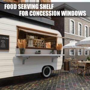 DOLEMODUO 36 L x 12 W Inch Folding Stainless Steel Wall Shelf for Food Trailer & Concession Window, Space-Saving Metal Fold Down Food Serving Shelves