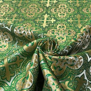 Brocade fabric VESTMENT 60" wide GREEN and GOLD Liturgical Brocades BRO950[1]