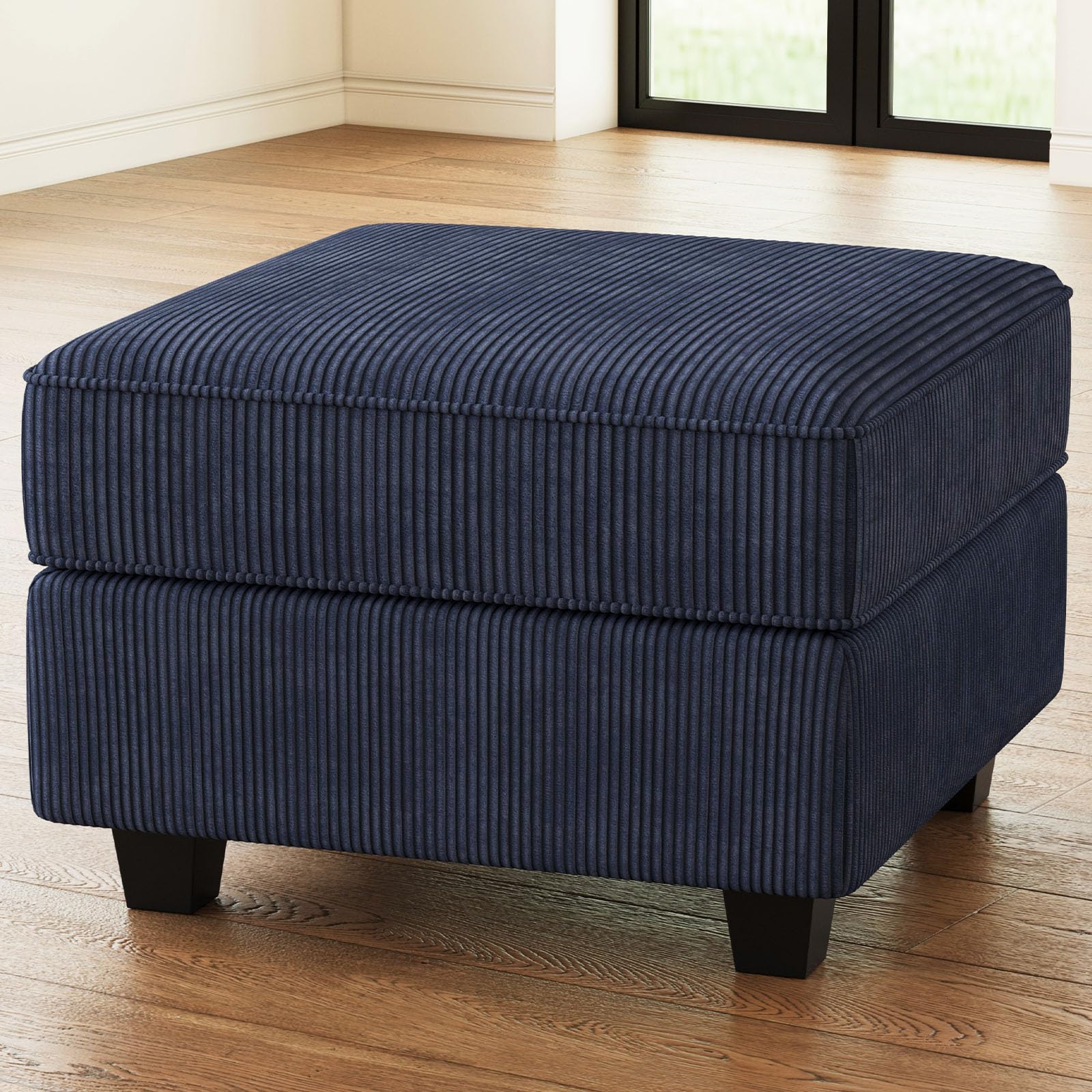 Belffin Corduroy Upholstered Square Modular Storage Ottoman Module for Modular Sectional Sofa Storage Ottoman Foot Stool