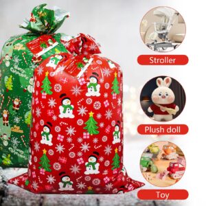 Nwvuop 3 Pack 36× 44 Inches Jumbo Christmas Gift Bag, Giant Plastic Gift Bag Christmas Wrapping Bag with Gift Tags(Red, Green)