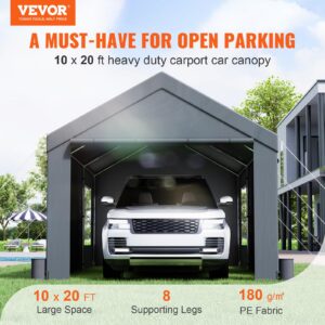 VEVOR Carport, 10x20 ft Heavy Duty Portable Garage with Roll-up Windows & Removable Sidewalls, UV Resistant Waterproof All-Season Car Canopy for SUV, Car, Truck, Boat