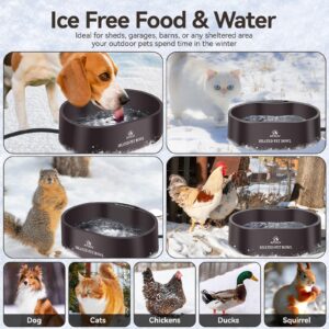 Heated Water Bowl for Dogs Cats Outdoor, 3.5L Heated Pet Bowl for Outside Dog Cat Duck Chickens Birds Waterer in Winter, Automatic Heated Dog Bowl Outdoor with Thermostatic Control and Anti Chew Cord