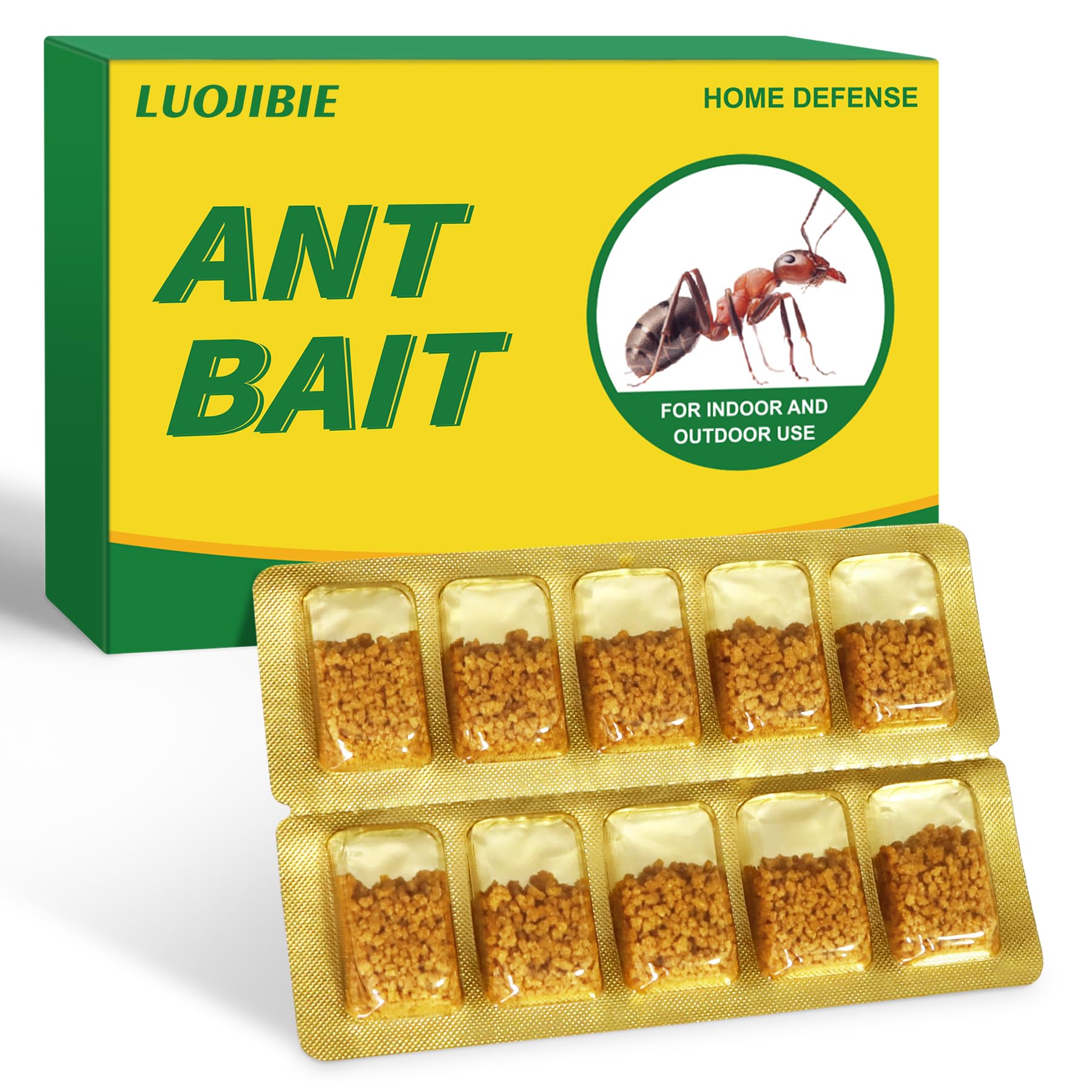 LUOJIBIE Ant Killer Bait for Household Use, Ant Traps, Strongly and Effectively Ant Control for Indoor&Outdoor-10 Count