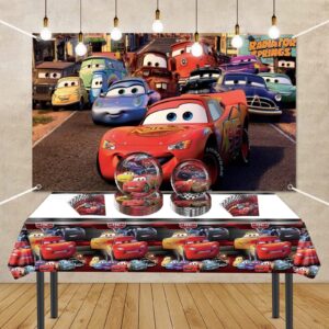 Cars Birthday Party Supplies, 20 Plates, 20 Napkins and 1 Tablecover for Cars Party Decorations