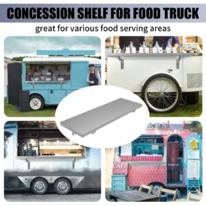 DOLEMODUO 36 L x 12 W Inch Folding Stainless Steel Wall Shelf for Food Trailer & Concession Window, Space-Saving Metal Fold Down Food Serving Shelves