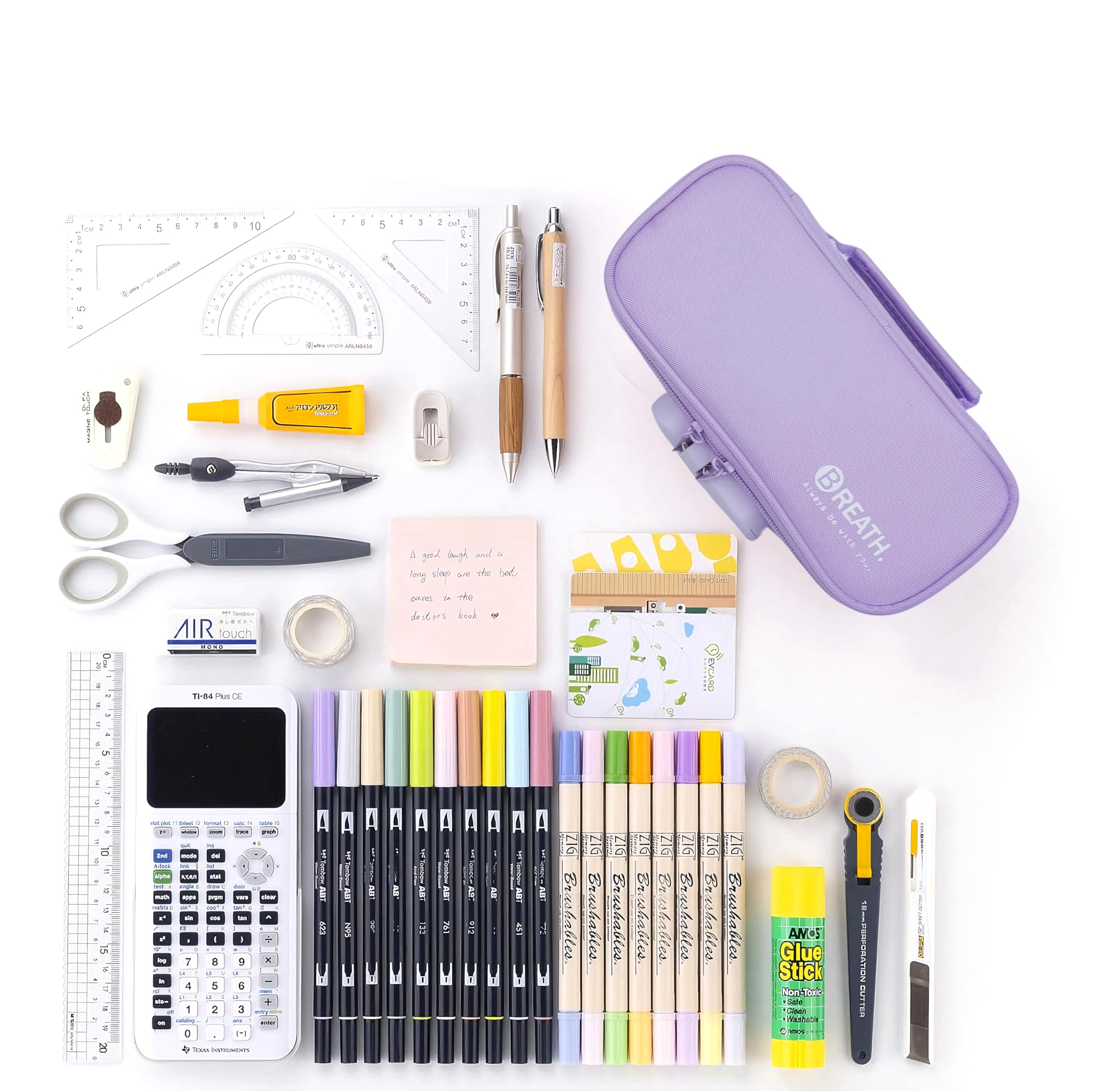 Multi-color Pencil Case with Lock for Boys and Girls, Waterproof Large Capacity Pencil Pouch with Handle, School Supplies Zipper Pencil Bag , Soft Pen Box for Kids Teens Adults Students(Purple)