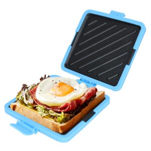 microwave toastie sandwich maker,micro munchy microwave toastie maker, versatile small toaster, easy to clean and store, perfect for cooking breakfast, grilled cheese, snacks (blue)