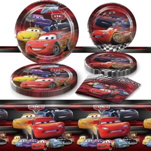 cars birthday party supplies, 20 plates, 20 napkins and 1 tablecover for cars party decorations