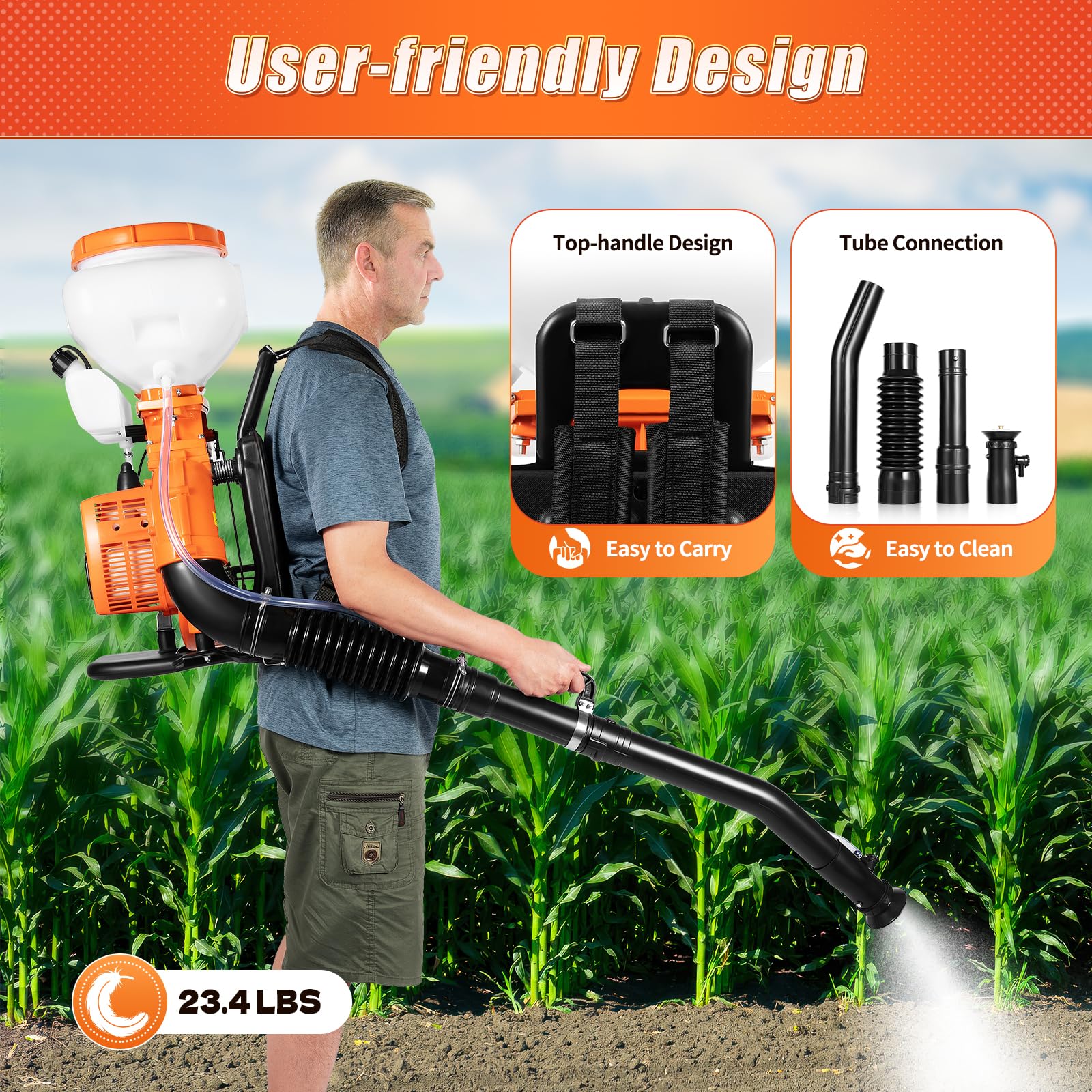 HETEPPTR Backpack Fogger Agricultural New Mister Duster 2-Stroke Backpack Gas Fogger Sprayer Blower 7500r/min