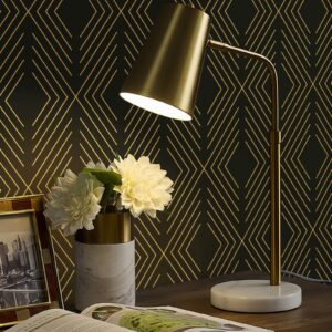 LiKiLiKi Geometric Peel and Stick Wallpaper Black and Gold Wallpaper Modern Contact Paper Boho Removable Self-Adhesive Decorative Wallpaper for Cabinets Bathroom Bedroom Kitchen Vinyl Roll 17.3”x118”