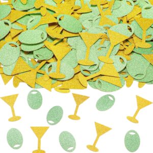 hoolerry 330 pcs martini cocktail bachelorette confetti martini birthday confetti martini decorations for party craft supplies bridal shower table decor, green round, gold wine glass