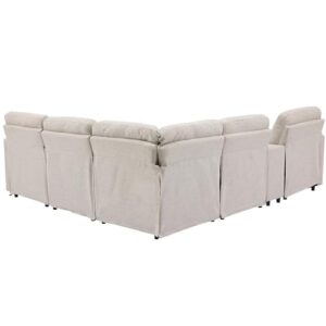 FANYE Modern Power Reclining Motion Sectional Sofa L-Shaped Corner Recliner Upholstered Couch with USB Ports,Power Socket,Storage Console and Cupholders for Living Room/Home Theater