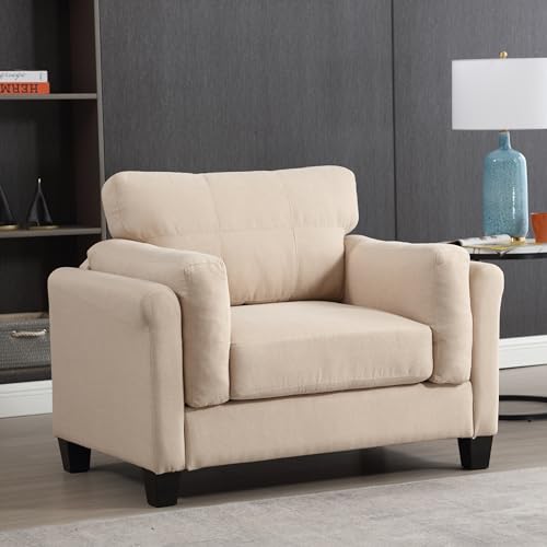 Miscoos 47" Oversized Armchair-Modern Accent Couch Chair, Comfy Lazy Chair, Deep Seat Linen Single Sofa with Double Cushion Detachale Armrest for Small Space Living Room Bedroom Office