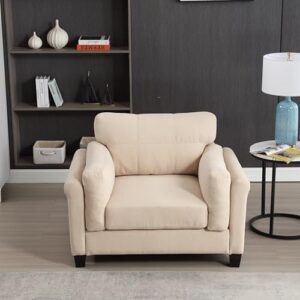 Miscoos 47" Oversized Armchair-Modern Accent Couch Chair, Comfy Lazy Chair, Deep Seat Linen Single Sofa with Double Cushion Detachale Armrest for Small Space Living Room Bedroom Office